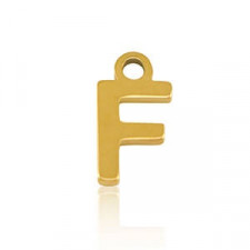Stainless steel charm initial F Gold